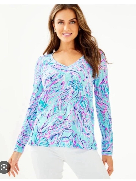 Lilly Pulitzer Tops - Lilly Pulitzer Etta Long Sleeve Bermudaful Women's Cotton Shirt Size Small